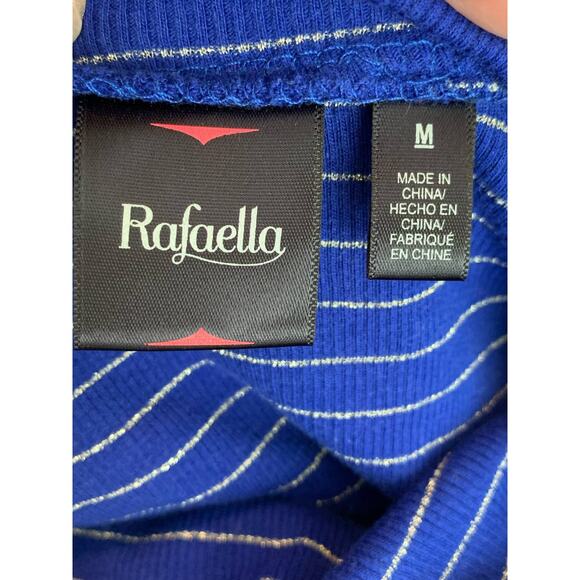 Rafaella blue striped long sleeves cowl neck sweater size Medium - Picture 3 of 8